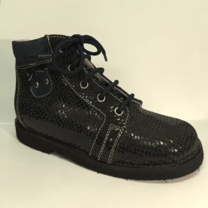 Crne cipele za devojčice sa šljokičavom zmijskom kožom