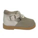 Ortopedske cipele za devojčice od prevrnute kože sa belom i zelenom bojom i belim cvetićem