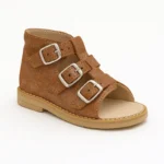 Braon šljokičasta sandala za devojčice sa 3 kaiša - Ortopedija Una